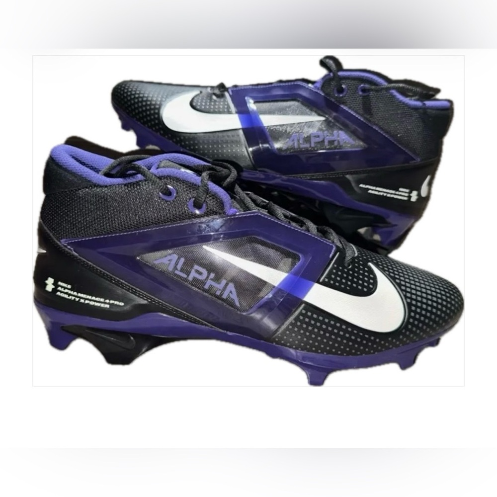 Nike Alpha Menace 4 Pro Football Cleats ๐ Size 16 NWOT Black Purple